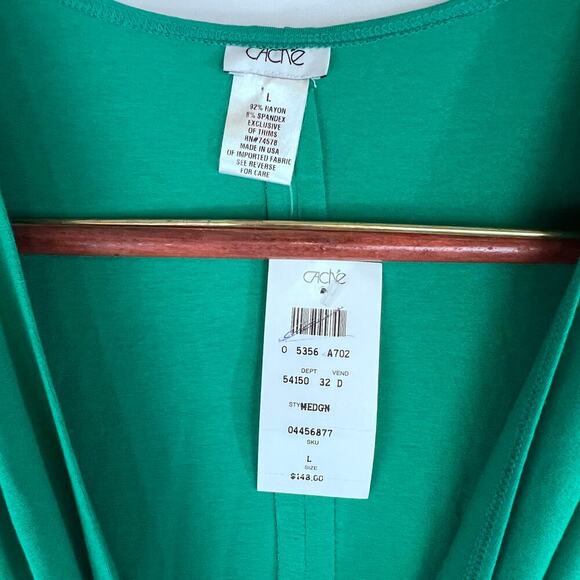 CACHE Women's Dress Size Large Cocktail Wrap V-Neck Green Midi NEW WITH TAG - Picture 9 of 10